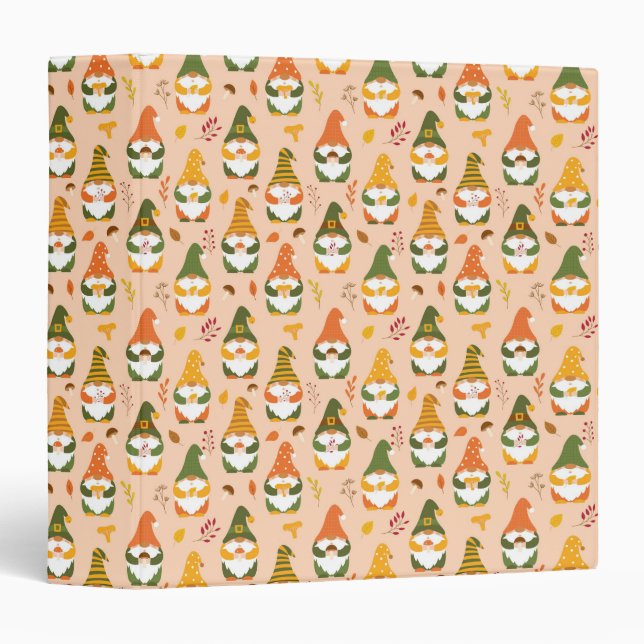 Autumn Gnomes in the Forest Pattern 3 Ring Binder (Front/Spine)