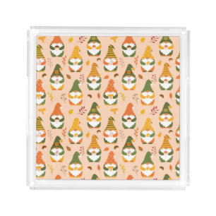 Autumn Gnomes in the Forest Pattern Acrylic Tray