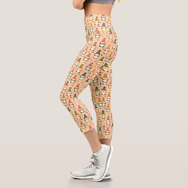 Autumn Gnomes in the Forest Pattern Capri Leggings (Left)