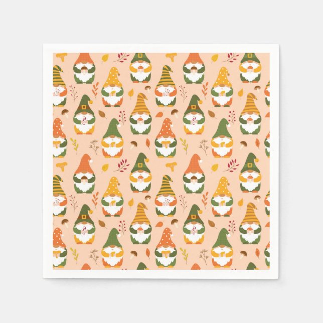 Autumn Gnomes in the Forest Pattern Napkins (Front)