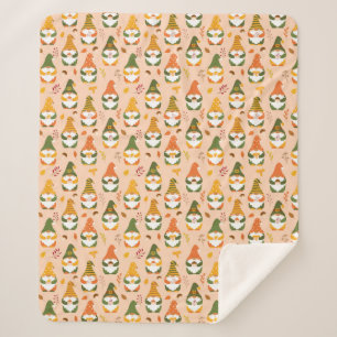 Autumn Gnomes in the Forest Pattern Sherpa Blanket
