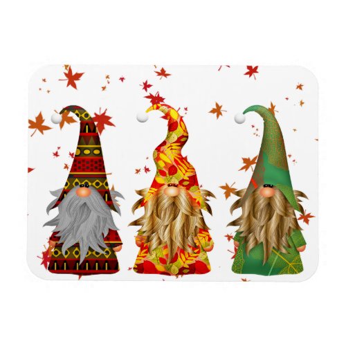 Autumn Gnomes Surrounded by Falling Leaves Magnet