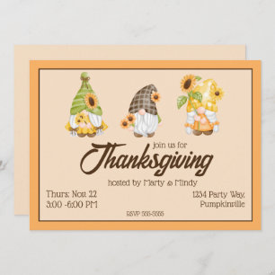 Autumn Gnomes Thanksgiving Invitation