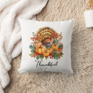 Autumn Gnomes with Pumpkins Cute Fall Thanksgiving Throw Pillow