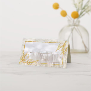 Autumn Gold Chestnut Leaves Table number Place Card