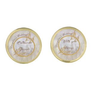 Autumn Gold Chestnut Leaves Wedding Cufflinks