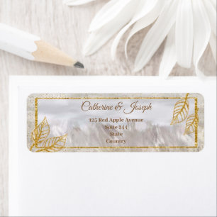 Autumn Gold Chestnut Leaves Wedding Label