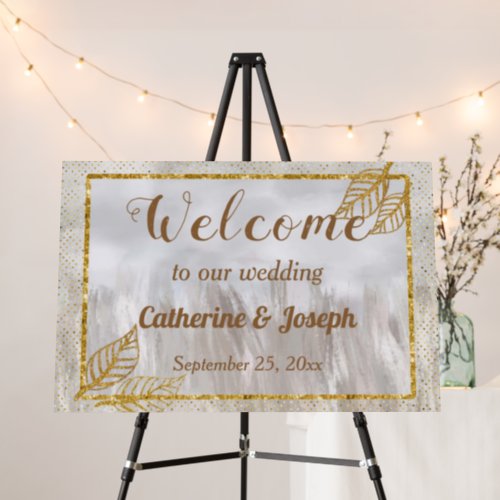 Autumn Gold Chestnut Leaves Wedding Welcome Sign