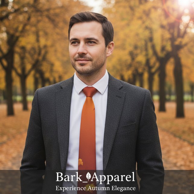 Autumn Gold Foil Leaves Pattern Neck Tie (Creator Uploaded)