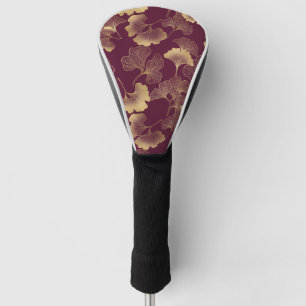 Autumn Gold Ginkgo Leaf Pattern Golf Head Cover