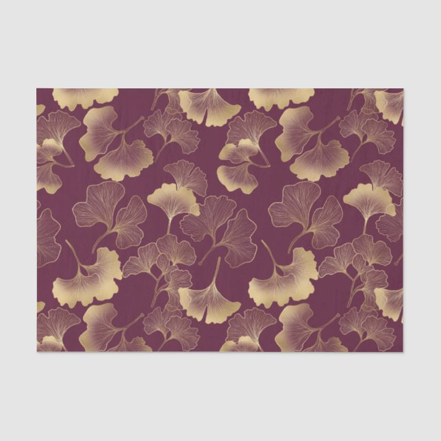 Autumn Gold Ginkgo Leaf Pattern Tissue Paper (Front)
