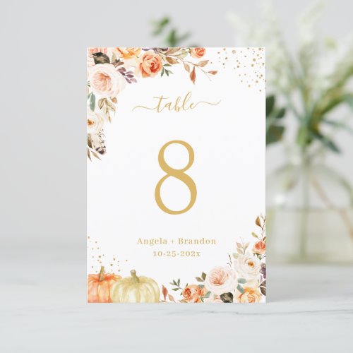 Autumn Gold Glitter Floral Wedding Table Number - Autumn Gold Glitter Floral Wedding Table Number Card. 
(1) Please customize this template one by one (e.g, from number 1 to xx) , and add each number card separately to your cart. 
(2) For further customization, please click the "customize further" link and use our design tool to modify this template. 
(3) If you need help or matching items, please contact me.