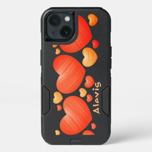 Autumn Gold Hearts and Love Personalized FALL iPhone 13 Case