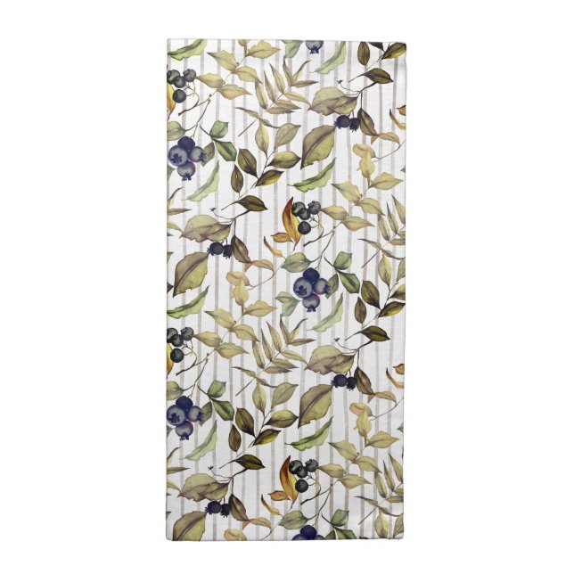 Autumn Gold Leaves & Berries Cloth Napkin (Half Fold)