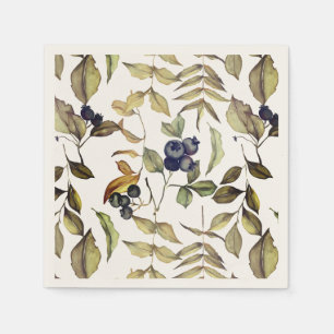 Autumn Gold Leaves & Blue Berries Napkins