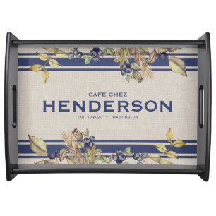 Autumn Gold Leaves & Blueberry Harvest Customized Serving Tray