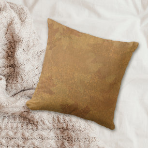 Autumn Gold Leaves Damask Throw Pillow