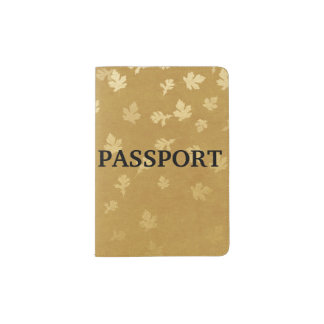 Autumn Gold Leaves Pattern Passport Holder