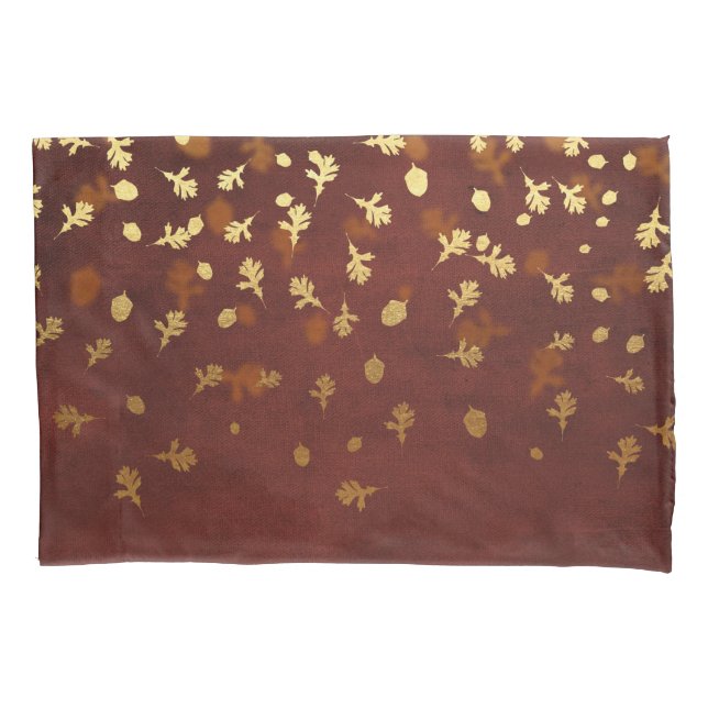 Autumn Gold Leaves Pattern Pillow Case (Front-Left)