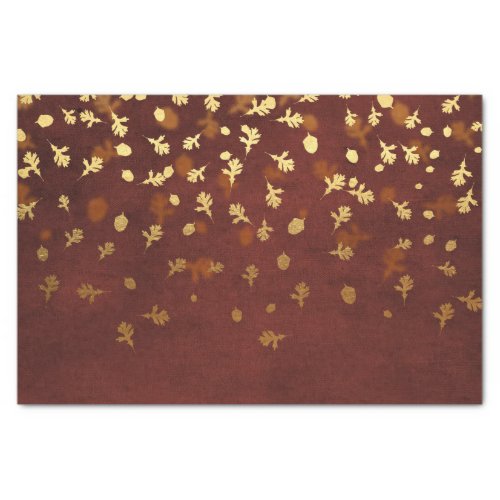 Autumn Gold Leaves Pattern Tissue Paper