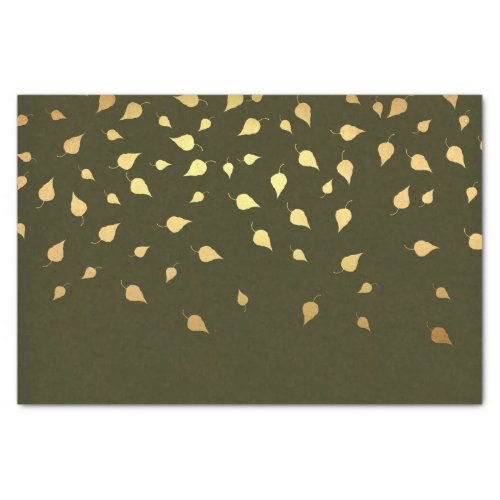 Autumn Gold Leaves Pattern Tissue Paper