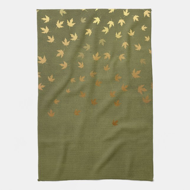 Autumn Gold Leaves Pattern Towel (Vertical)