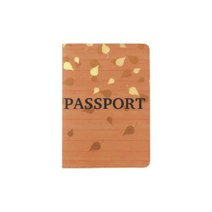 Autumn Gold Leaves/Pinecone Pattern Passport Holder