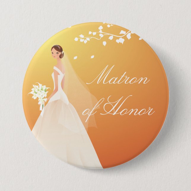 Autumn Gold Matron Honor Bridal Party Button (Front)