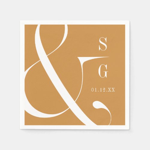 Autumn gold modern minimalist couples monogram napkins