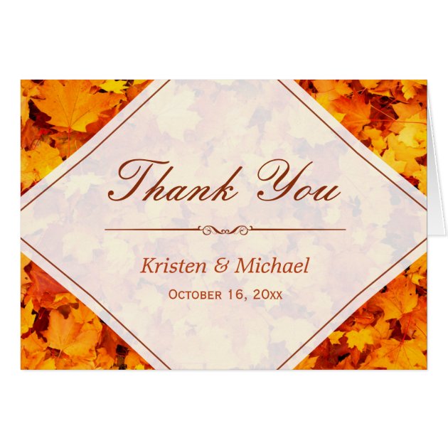 Autumn Gold Red Maple Leaves Thank You Card