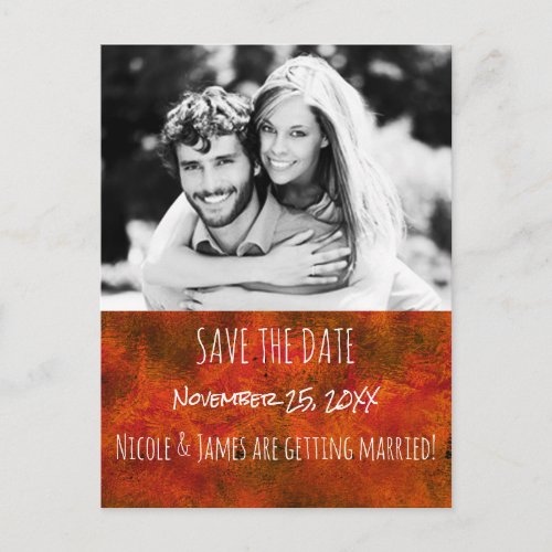 Autumn Gold SAVE THE DATE Rustic Wedding Photo Announcement Postcard