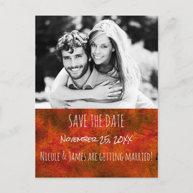Autumn Gold SAVE THE DATE Rustic Wedding Photo Announcement Postcard (Front)