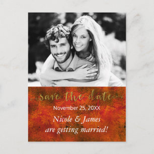 Autumn Gold SAVE THE DATE Rustic Wedding Photo Announcement Postcard