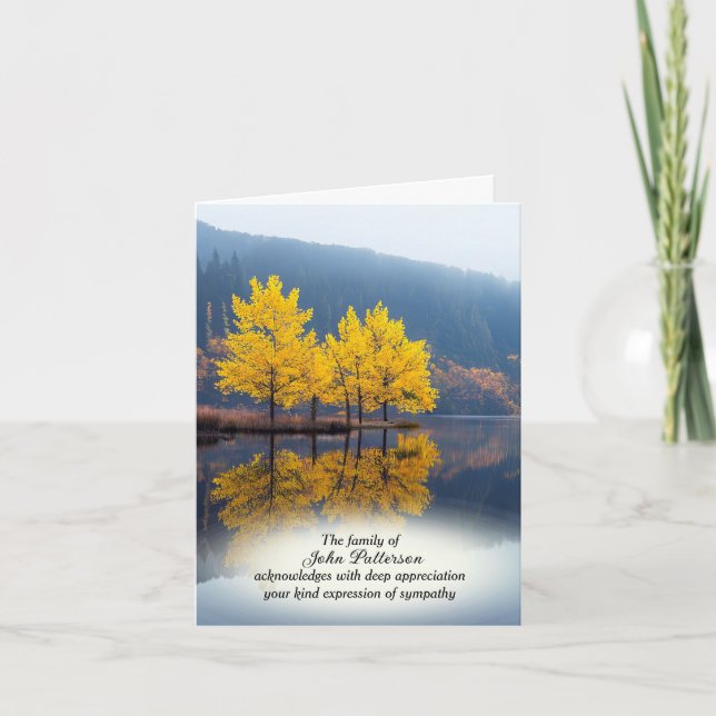 Autumn Gold Trees and Lake Sympathy Thank You (Front)