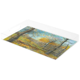 Autumn golden in an oak grove acrylic tray