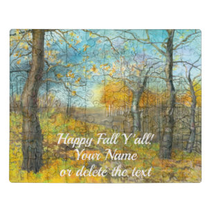 Autumn golden in an oak grove painting watercolor jigsaw puzzle