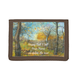 Autumn golden in an oak grove painting watercolor tri-fold wallet