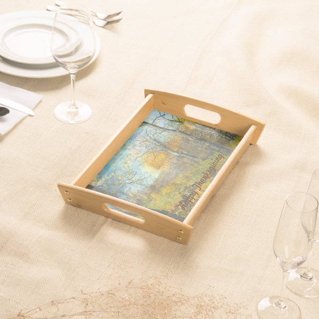 Autumn golden in an oak grove serving tray (Front)