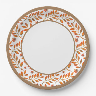Autumn Golden Leaves Botanical Paper Plates