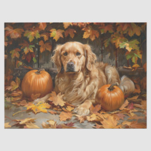 Autumn Golden Retriever Decoupage Tissue Paper