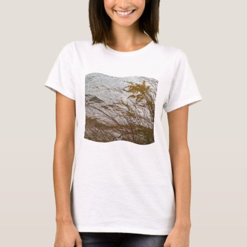 Autumn Golden Rod against cool gray Lake Arrowhead T_Shirt