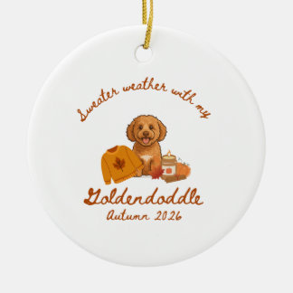 Autumn Goldendoodle Hygge Ceramic Ornament