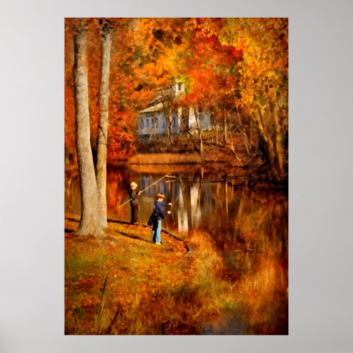 Autumn   Gone Fishing Print