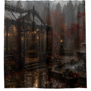 Autumn Gothic Conservatory Fountain Shower Curtain