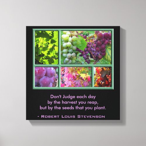 Autumn Grape Collage with Harvest Quote Canvas Print