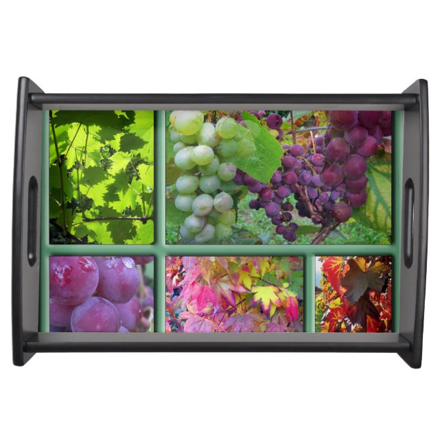 Autumn Grape Harvest Collage Serving Tray (Front)