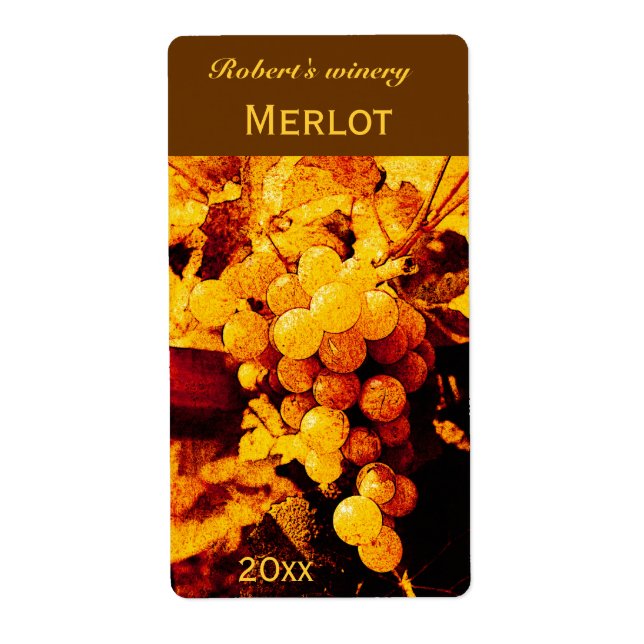 autumn grapes wine bottle label (Front)