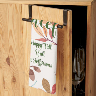 Autumn "grateful" Happy Fall Y'all Kitchen Towel