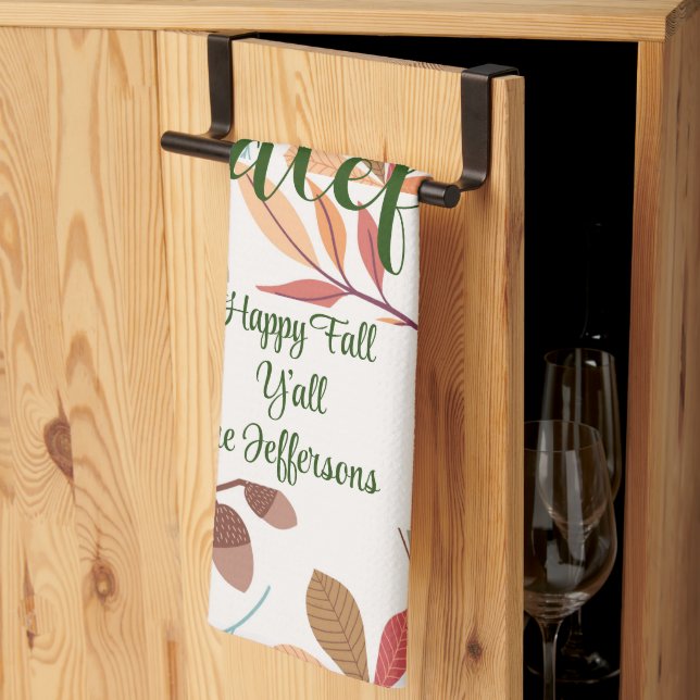 Autumn "grateful" Happy Fall Y'all Kitchen Towel (Thirds Fold)
