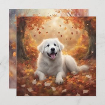 Autumn - Great Pyrenees Happy Puppy Holiday Card by steelmoment at Zazzle